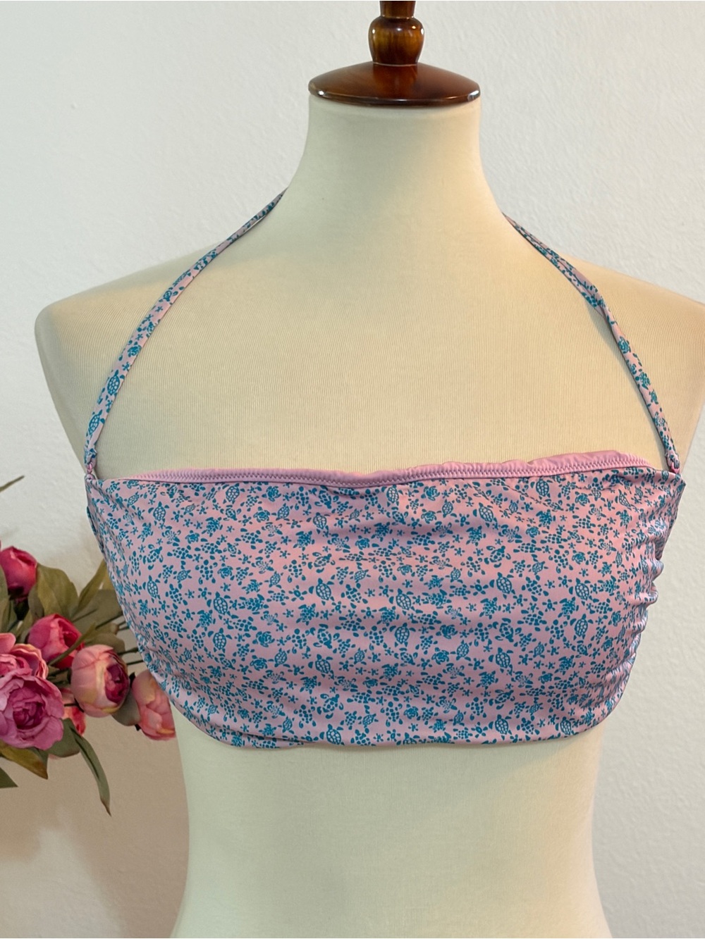 Vilebrequin Pink Bandeau Swim Top Bikini with Turtle Pattern Sz 12